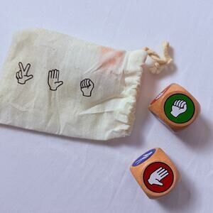 NWOT LEED'S Traveling Rock, Paper, Scissors Wooden Dice Game